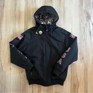 VOLCOM Team USA Snowboard Hernan 5K Jacket Stars Flag Black Men's Small NWT